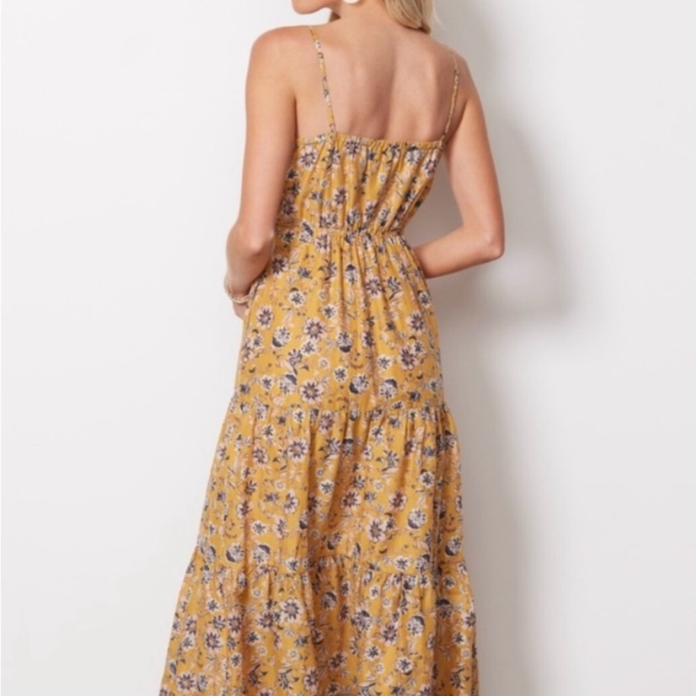 Evereve Collette Maxi Dress Yellow Floral Size X- Small - Picture 2 of 8
